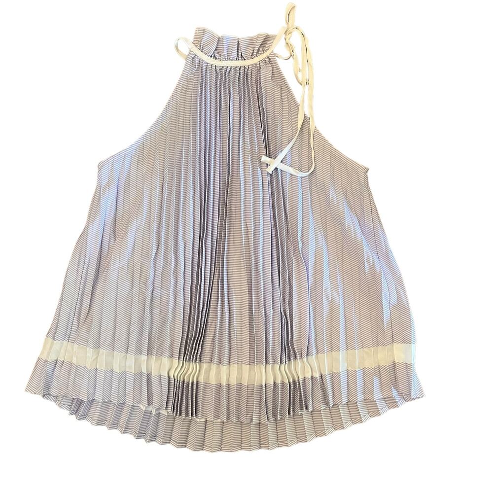 Sugar Lips Womesn Lavender and White Pleated High Neck Tank Top XS